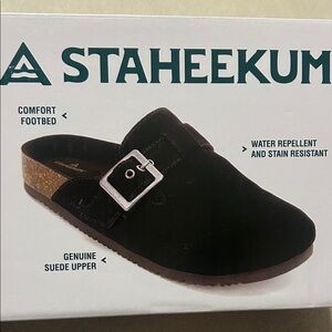 Staheekum Black Genuine Suede Clogs Water repellent size 8 NWT